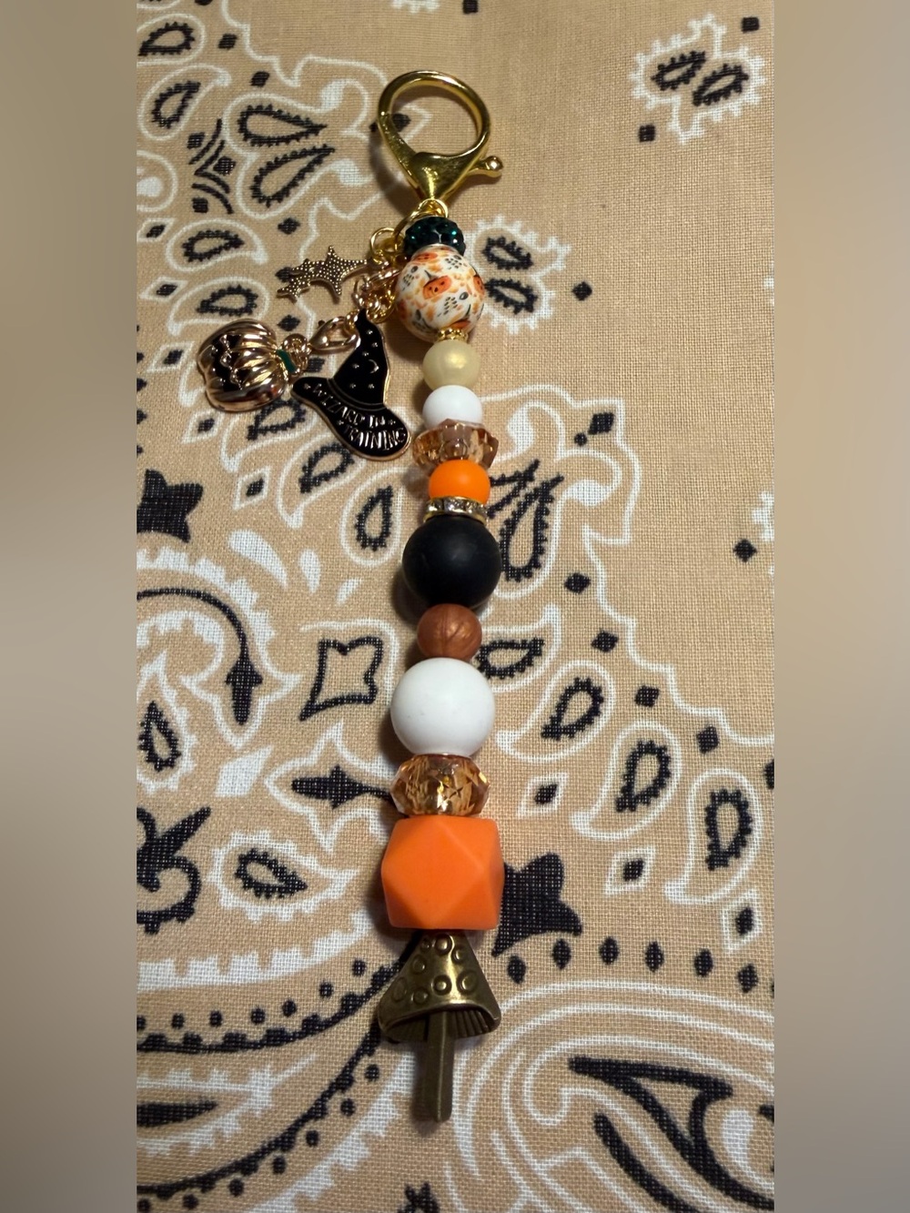 Handmade Orange & White Bead Charm - Women Jewelry